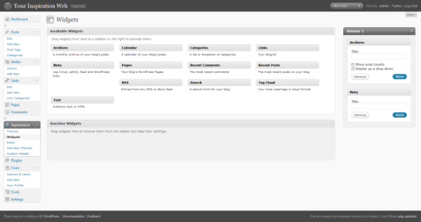 gestione dei widgetscompletamente ridisegnata