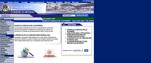 Il sito istituzionale del comune di Nettuno è sviluppato su un layout tabellare (oltretutto allineato a destra)