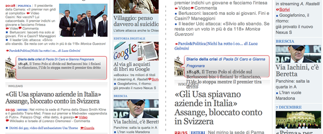 Alcuni elementi del layout di Corriere.it collassano quando si ingrandisce il carattere