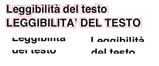 Confronto leggibilità del testo tra parte superiore e inferiore e tra alto e basso