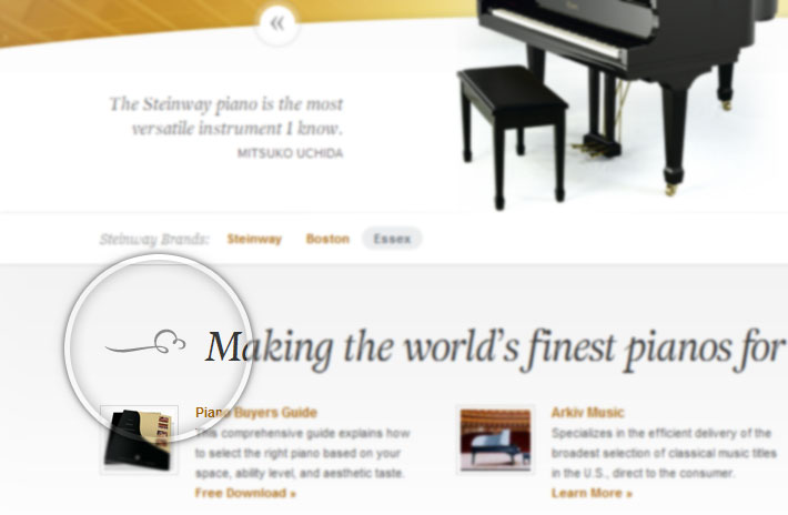 Dingbat ornamentale nel sito steinway.com