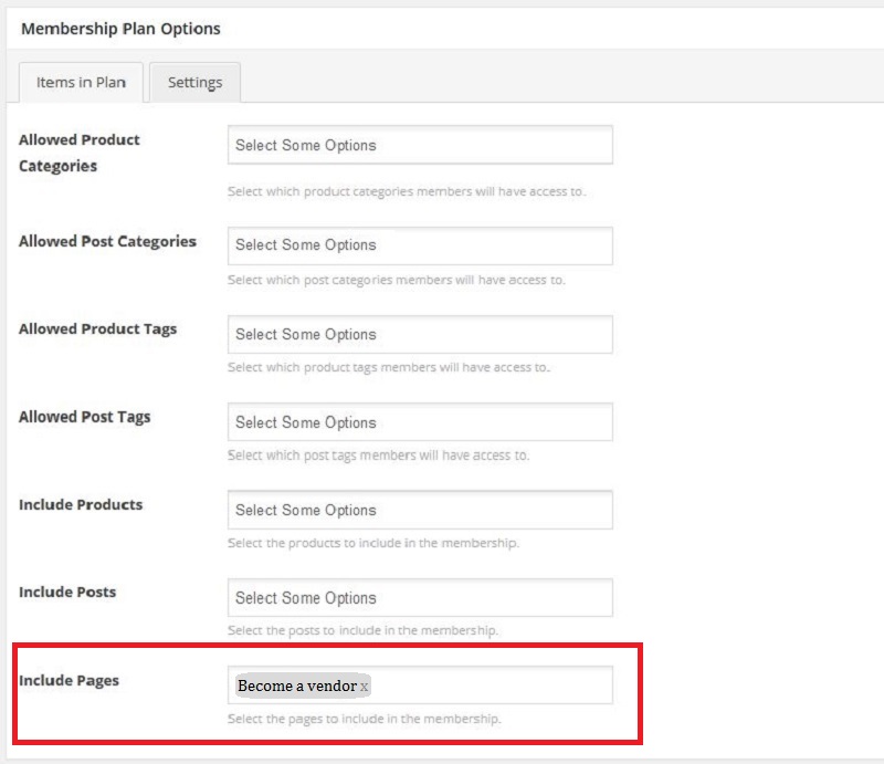 Become a vendor page in plan