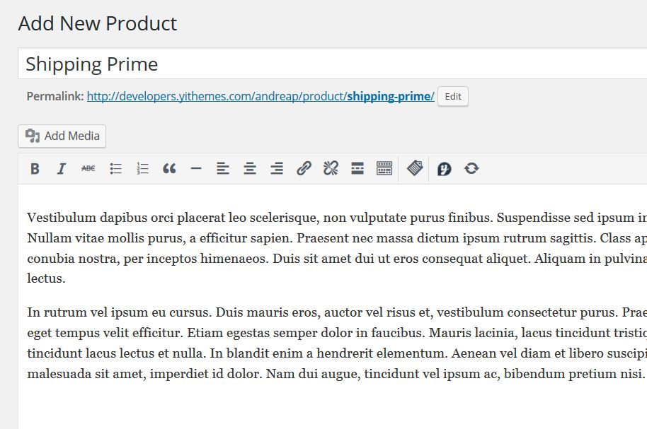 Crea nuovo prodotto "Shipping Prime"